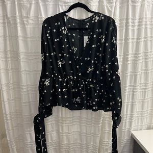 NWT Floral Wrap Blouse